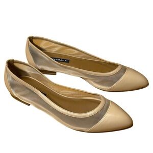 Margaux Beige Mesh Pointed-Toe Flats